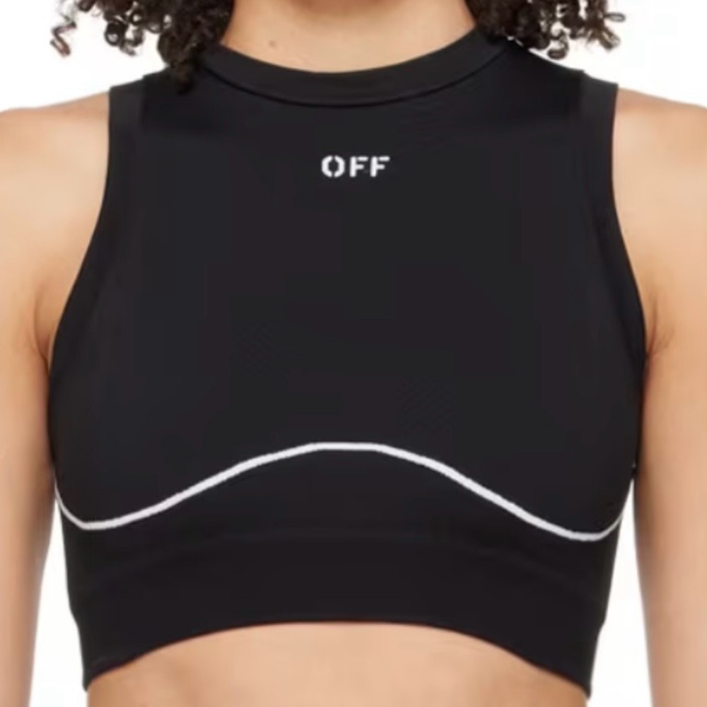 Off white black crop top